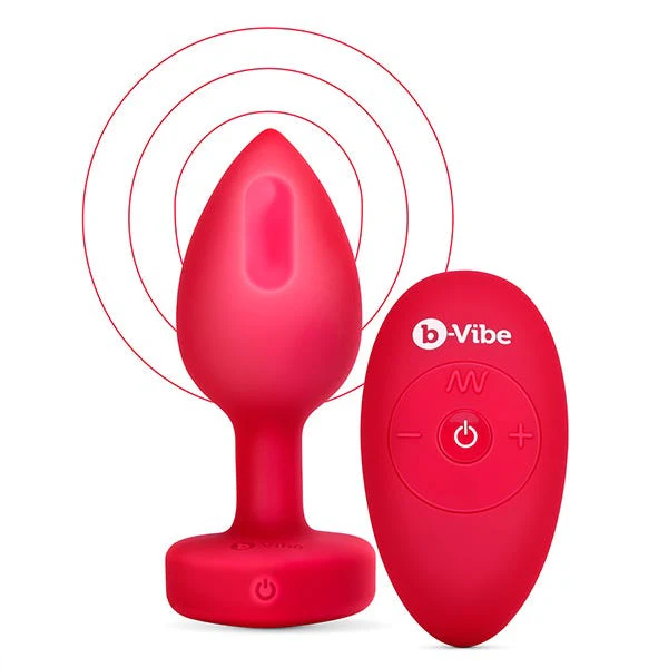 b-Vibe Remote Controlled Vibrating Jewelled Heart Butt Plug - Image 3