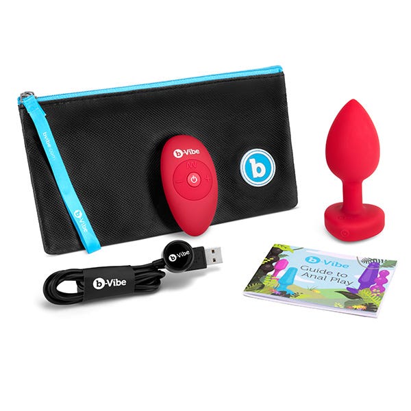 b-Vibe Remote Controlled Vibrating Jewelled Heart Butt Plug - Image 5