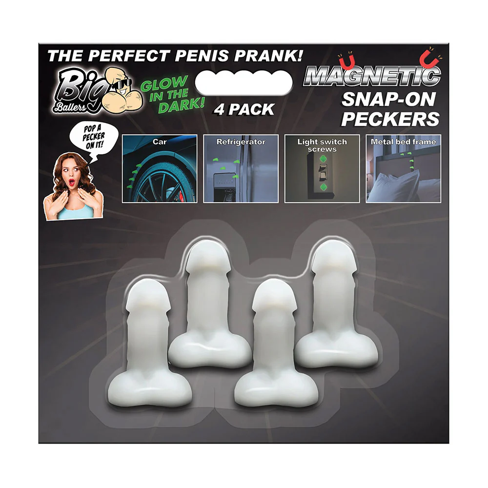 Big Ballers Glow-In-The-Dark Magnetic Snap-On Peckers - 4 Pack - Image 3