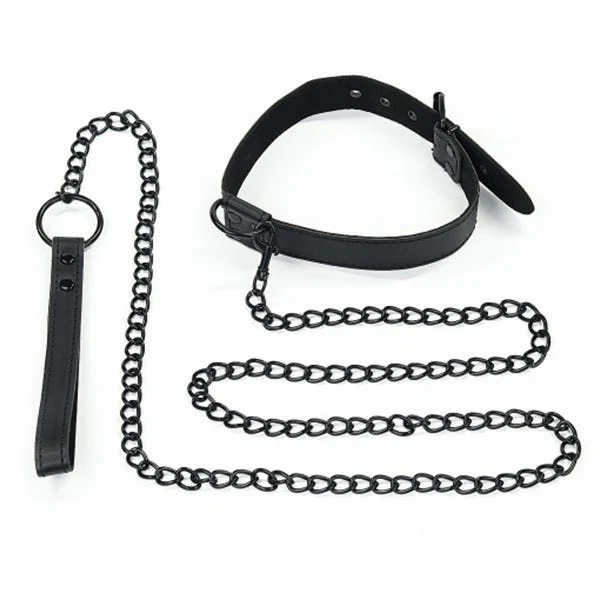 Bondage Fetish Matte Black Collar and Leash