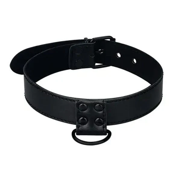 Bondage Fetish Matte Black Collar and Leash - Image 2