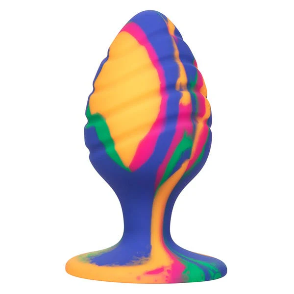 Cheeky Large Textured Silicone Tie-Dye Swirl Butt Plug - Image 2