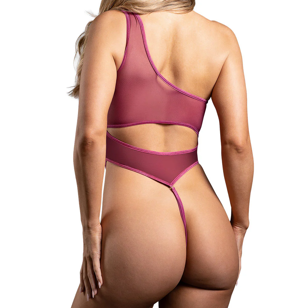 Fantasy Lingerie Domina Crotchless Asymmetrical Zipper Teddy - Image 3