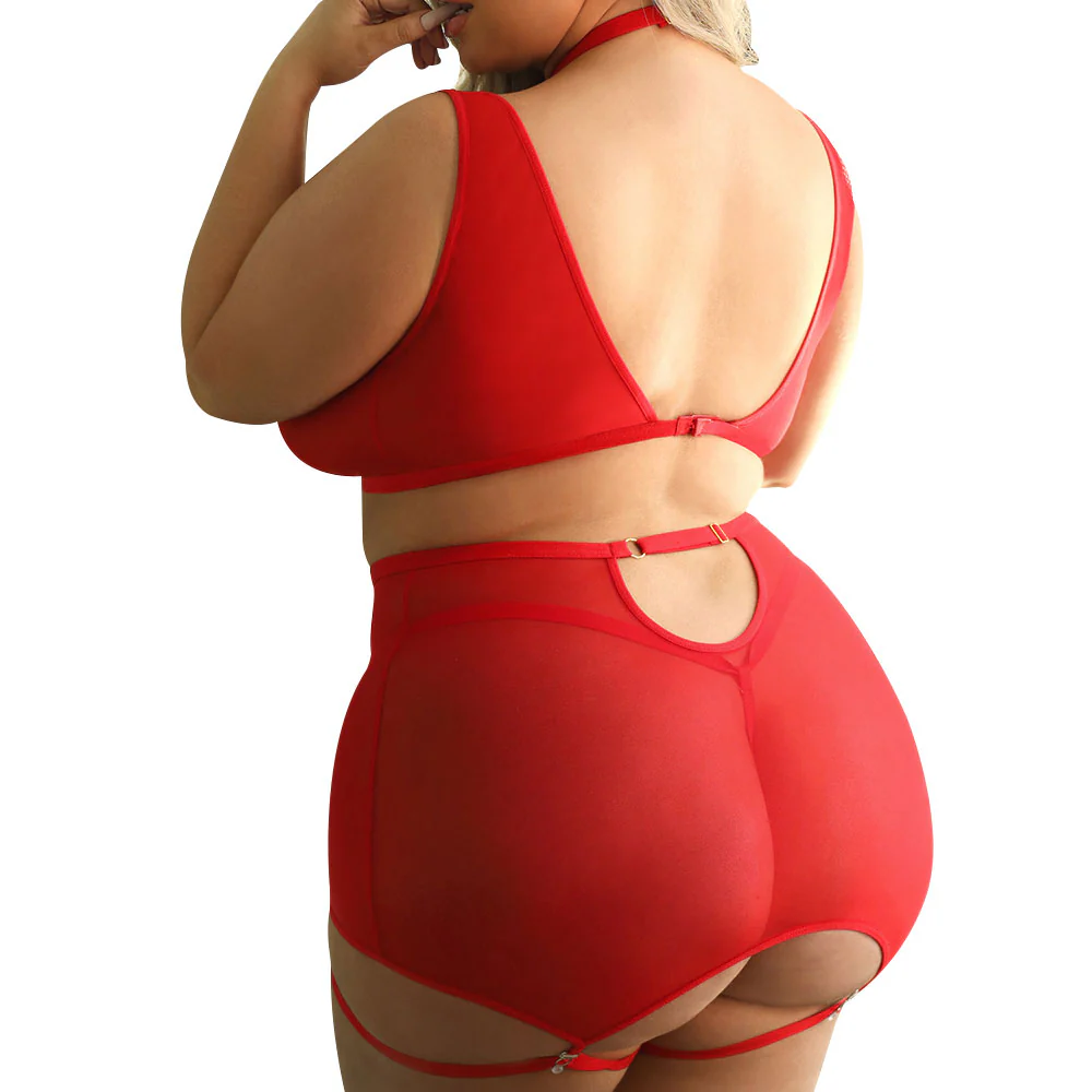 Fantasy Lingerie Tease Vaughn Bralette, Gartered Skirt & Panty Set - Image 4