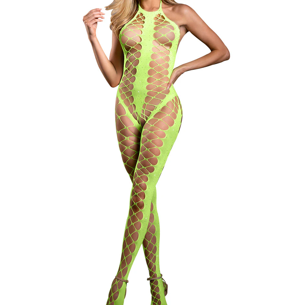 Fantasy Lingerie Unstoppable Crotchless Rhinestone Bodystocking