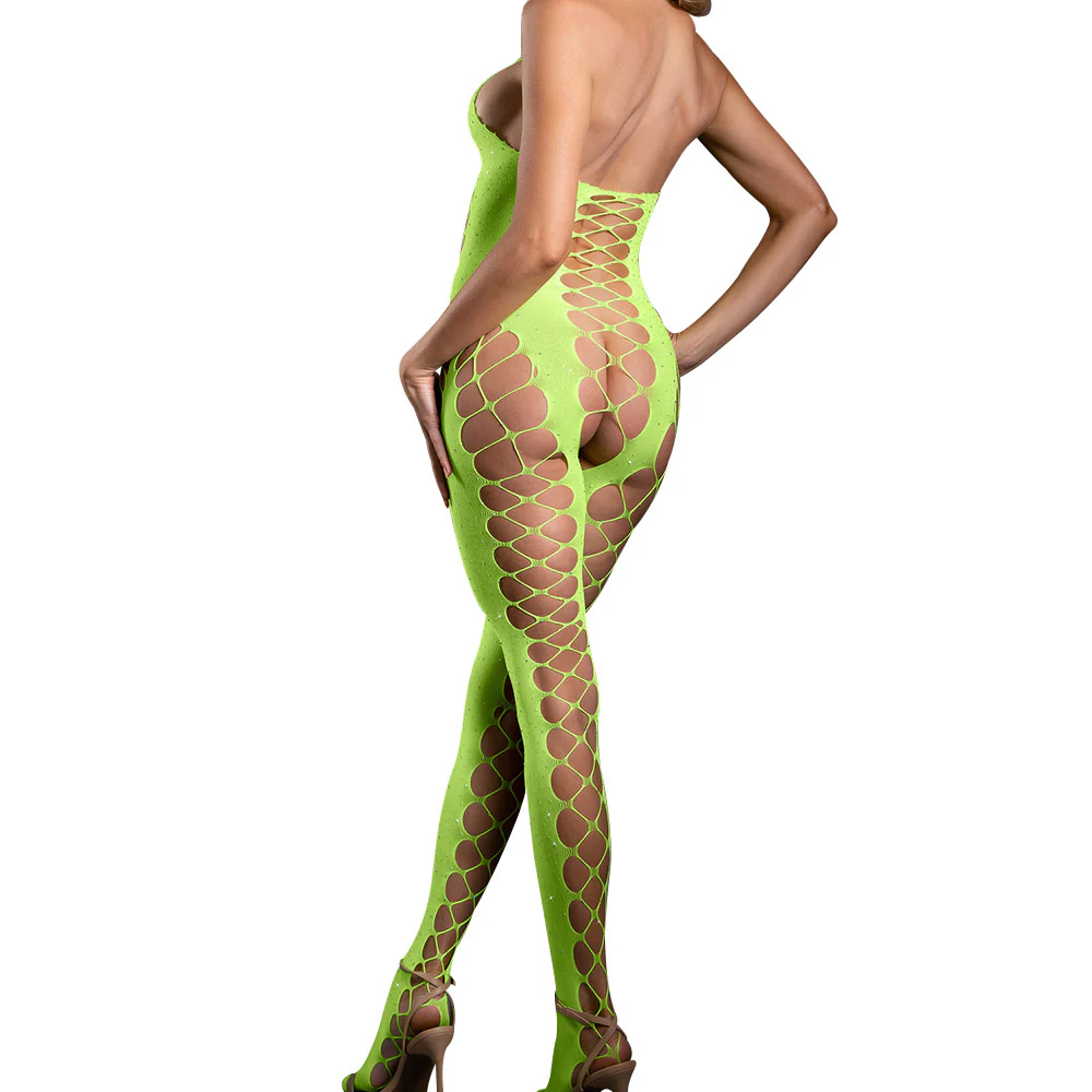 Fantasy Lingerie Unstoppable Crotchless Rhinestone Bodystocking - Image 2