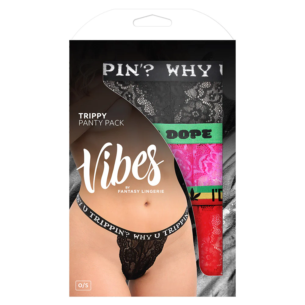 Fantasy Lingerie Vibes Trippy Panty Pack 3-Piece Lace Thong Set - Image 3