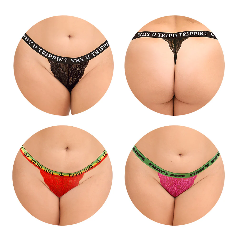 Fantasy Lingerie Vibes Trippy Panty Pack 3-Piece Lace Thong Set - Image 4