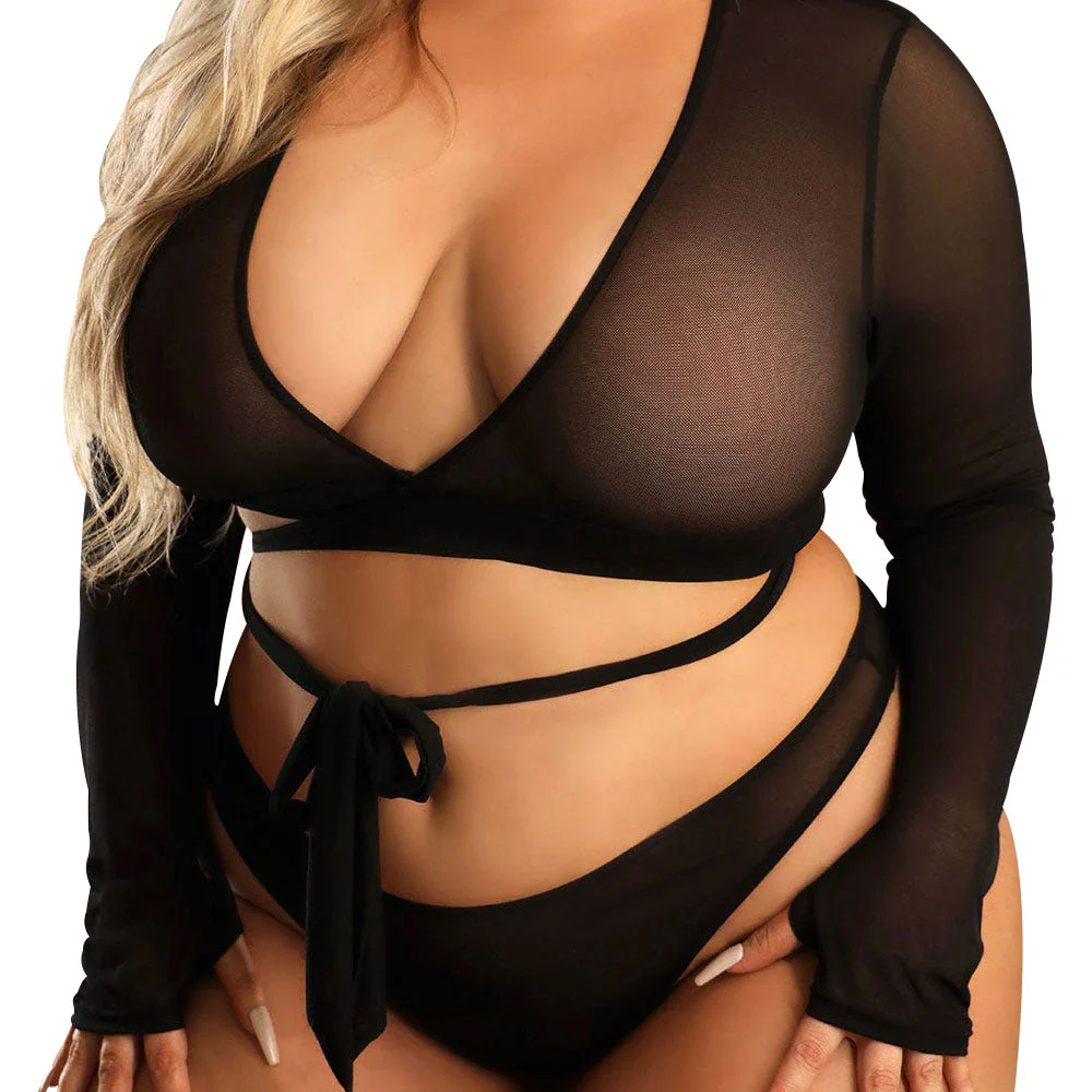 Fantasy Lingerie Vixen No Regrets Reversible Wrap Top & Panty 2-Piece Set - Image 4