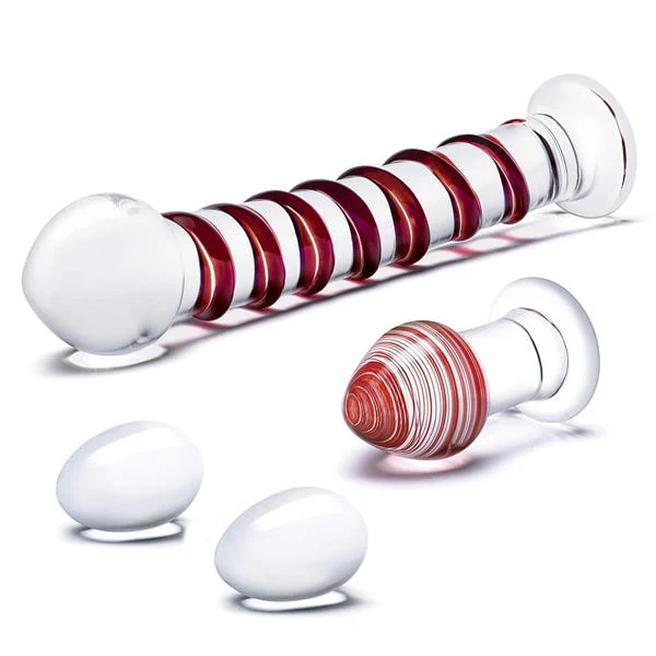 Glas 4-Piece Mr Swirly Glass Dildo and Yoni Egg Set - Image 2