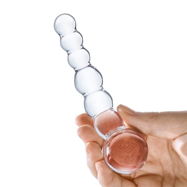 Glas 5-inch Curved Beaded Glass Dildo - Image 3