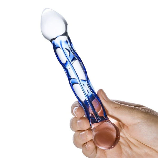 Glas 6.5-inch Full Tip Textured Glass Dildo - Image 3