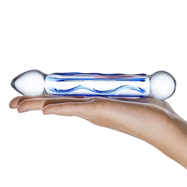 Glas 6.5-inch Full Tip Textured Glass Dildo - Image 4