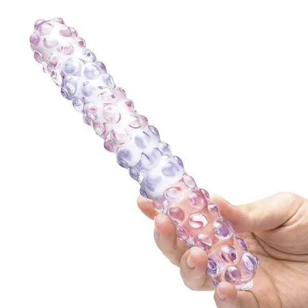 Glas 9-inch Purple Rose Nubby Dildo - Image 3