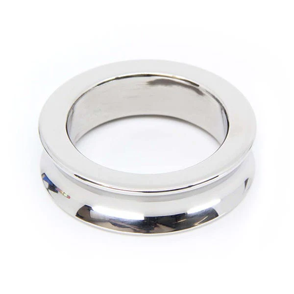 Love In Leather 45mm Stainless Steel Concave Cock Ring