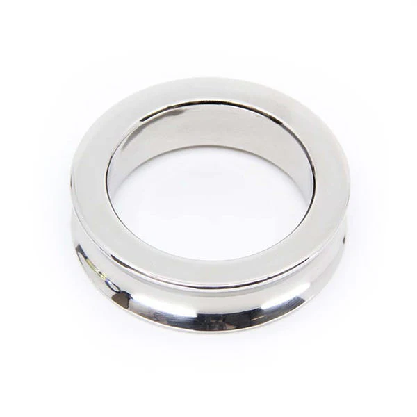 Love In Leather 45mm Stainless Steel Concave Cock Ring - Image 2