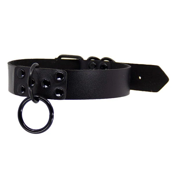 Love In Leather Black Hardware Faux Leather Choker - Image 2