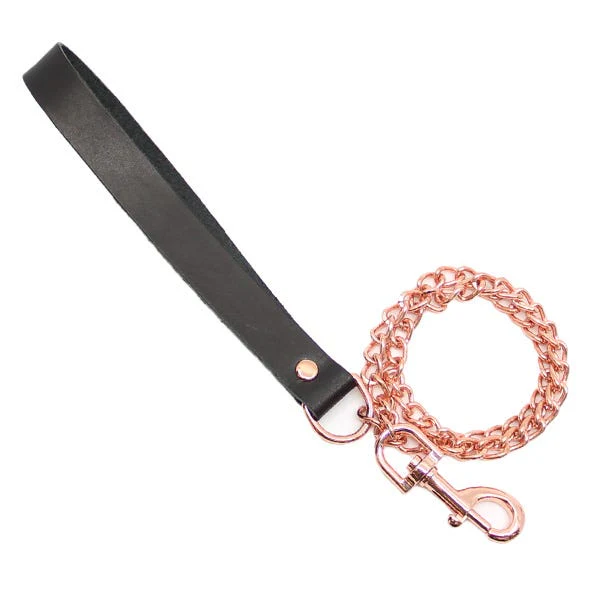 Love in Leather Chain Lead with Smooth Leather Hand Strap - Image 2