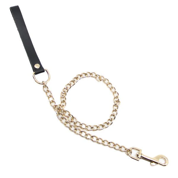 Love in Leather Chain Lead with Smooth Leather Hand Strap - Image 4