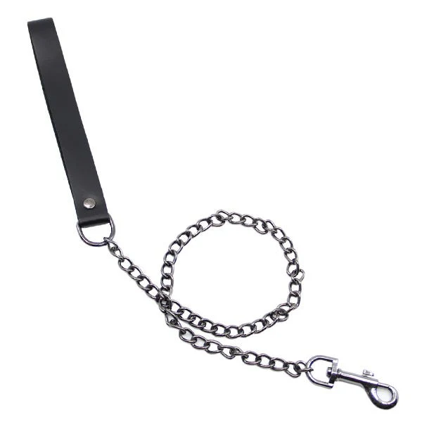 Love in Leather Chain Lead with Smooth Leather Hand Strap - Image 5
