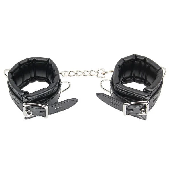 Love In Leather Faux Leather Padded Cuffs with Lock - Image 3