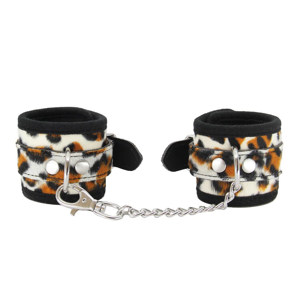 Love in Leather Furry Animal Print Wrist Restraints - Image 2