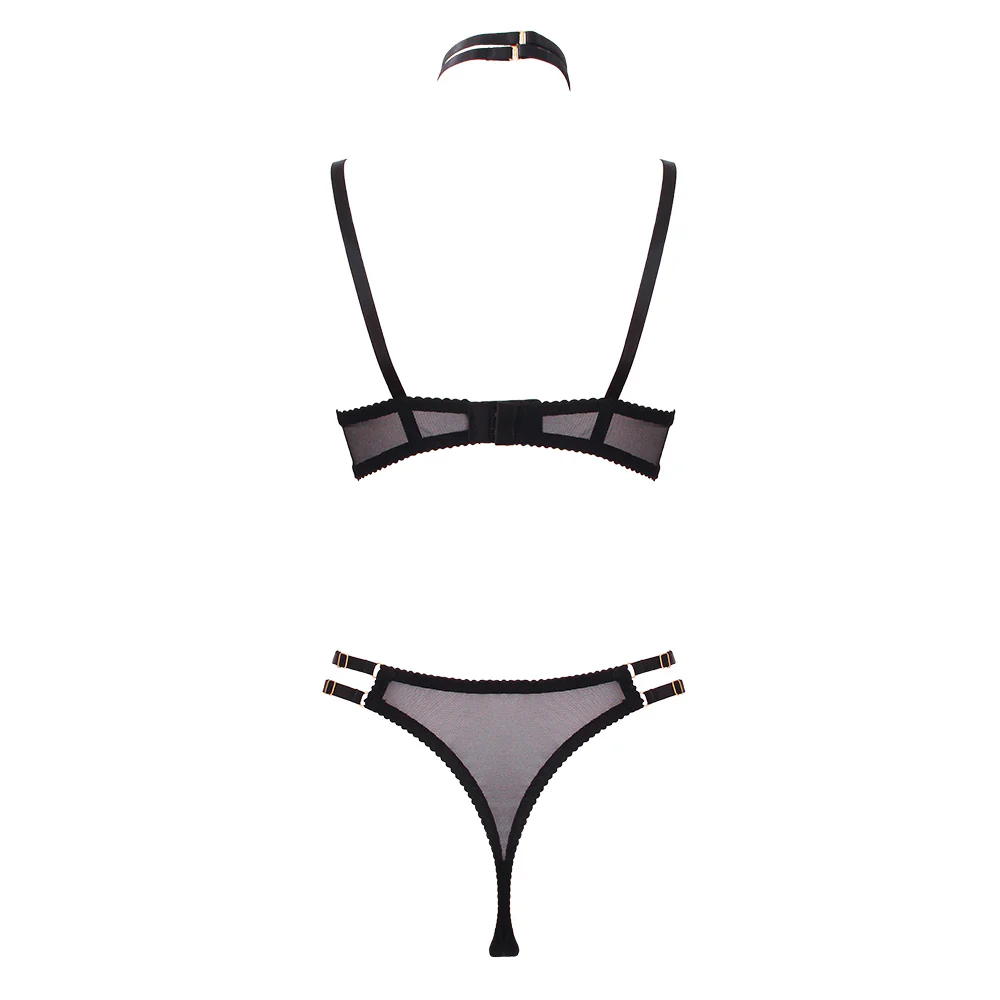 Love in Leather Muse Peek-a-boo 3 Piece Bra Set - Image 2
