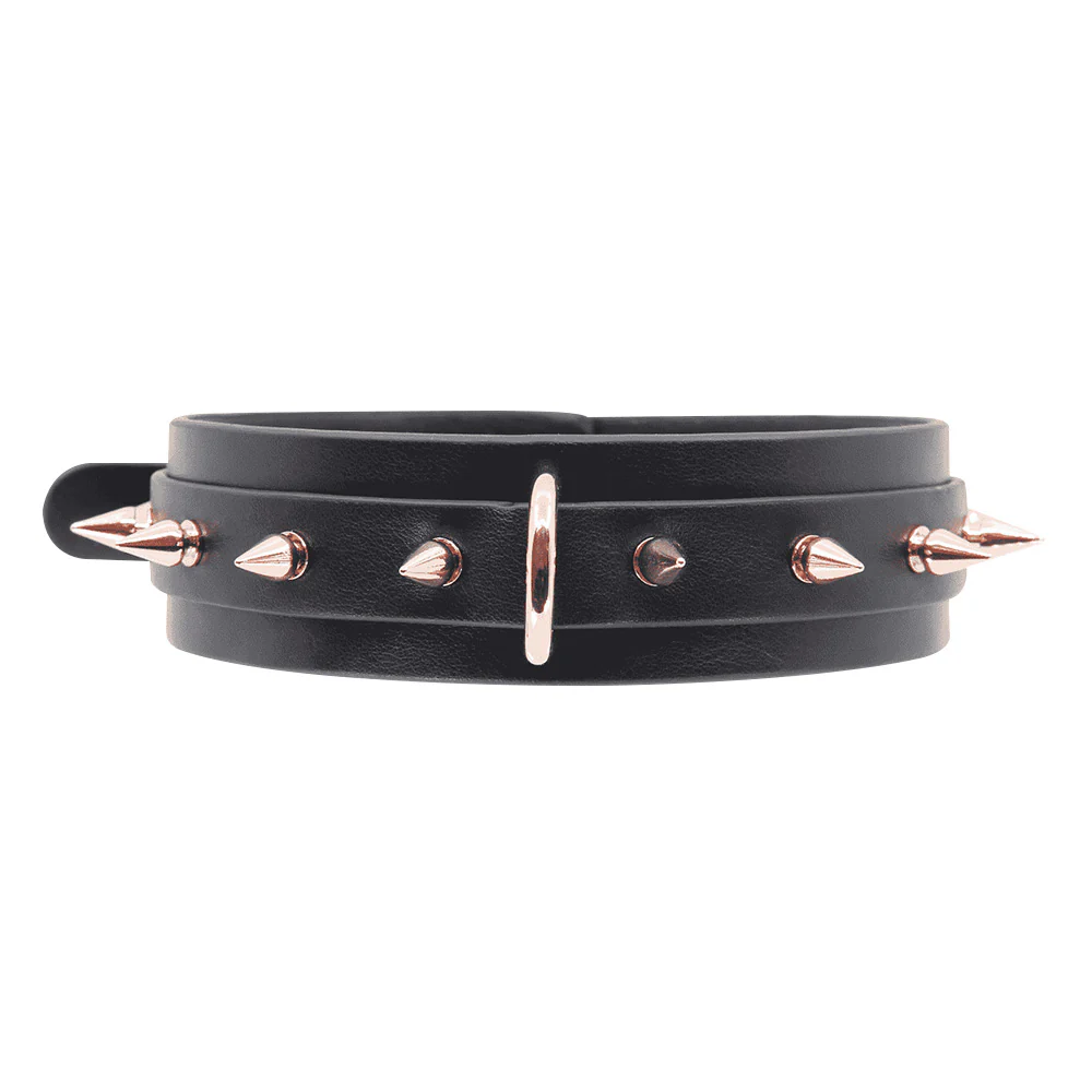 Love in Leather Spiked Faux Leather Collar with Gold Hardware - Image 2