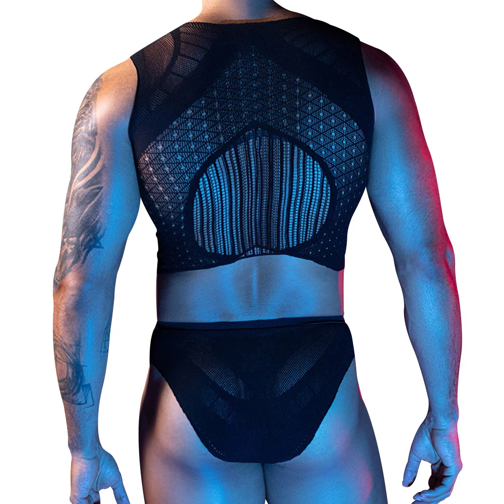 Love In Leather Stripe Singlet & Brief Set - Image 2