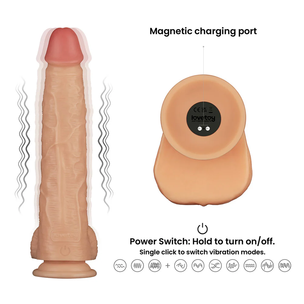 Lovetoy 11 Inch Power Basics Vibrating Dildo - Image 3