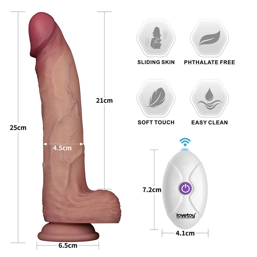 Lovetoy Sliding Skin Pro II Remote Controlled Vibrating 10 Inch Dong - Image 4