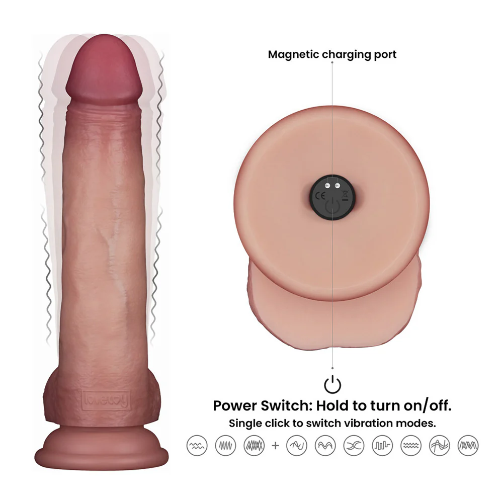 Lovetoy Sliding Skin Pro II Remote Controlled Vibrating 8.5 Inch Dong - Image 4