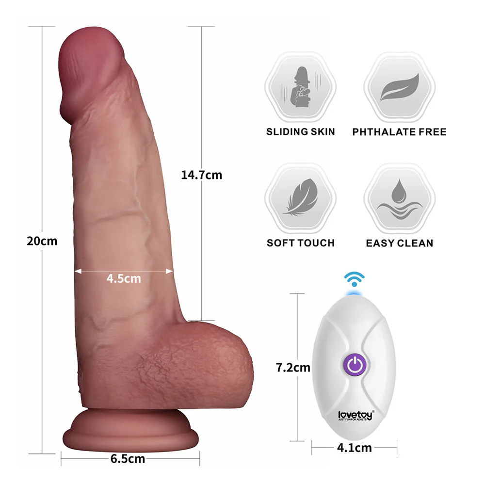 Lovetoy Sliding Skin Pro II Remote Controlled Vibrating 8 Inch Dong - Image 4