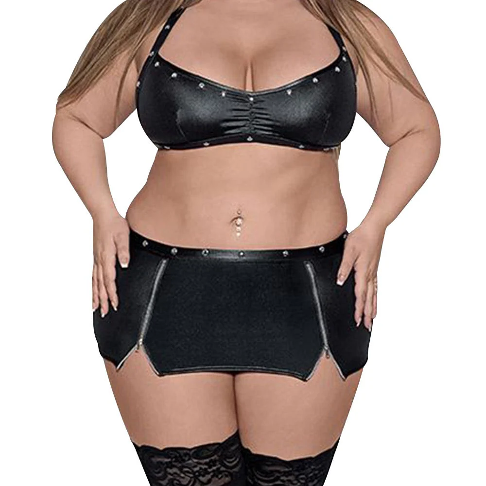 Lust Fetish Raven Bra & Mini Skirt Set - Image 2