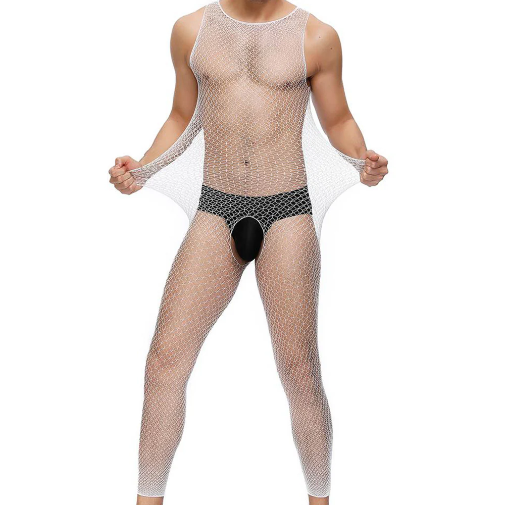 OhYeah Full Length Fishnet Bodystocking For Men