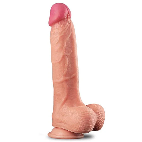 Nature Cock 10-Inch Dual-Layered Platinum Silicone Dildo with Balls - Image 2