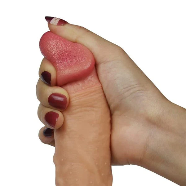 Nature Cock 8.5 Inch Dual-Layered Straight Platinum Silicone Dildo with Balls - Image 2