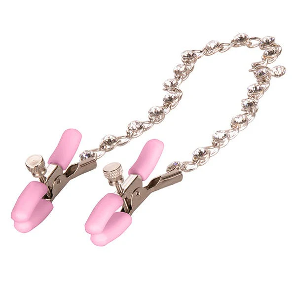 Nipple Play Crystal Chain Pink Nipple Clamps - Image 2