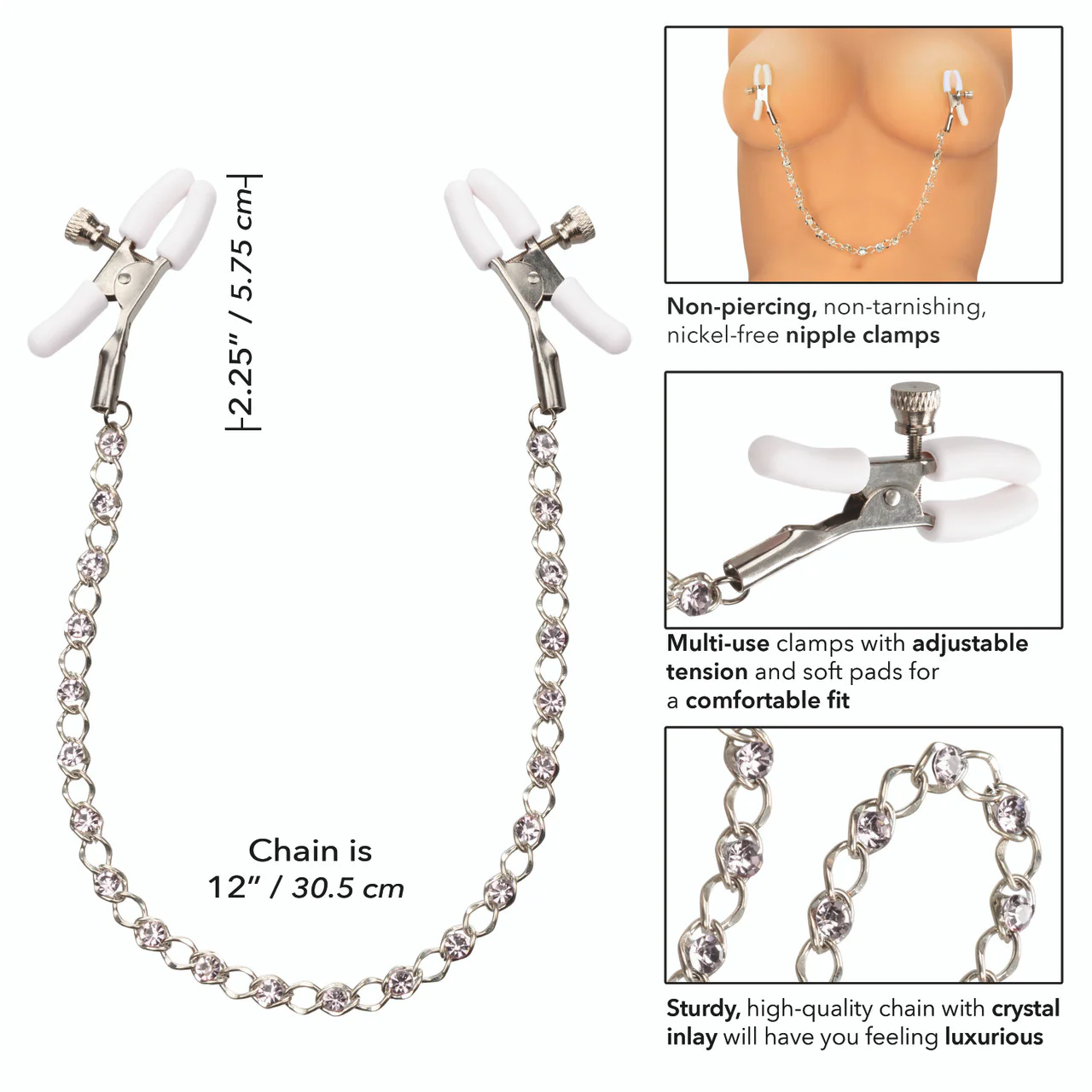 CalExotics Nipple Play Crystal Chain Nipple Clamps - Image 2