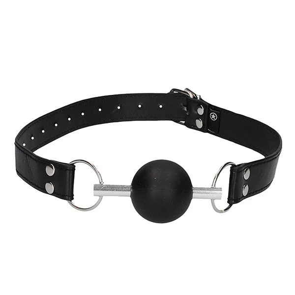 Ouch Black & White Solid Ball Gag Leather Straps