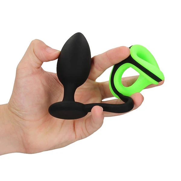 Ouch! Butt Plug  with Glow In The Dark Cock Ring and Ball Strap - Image 2