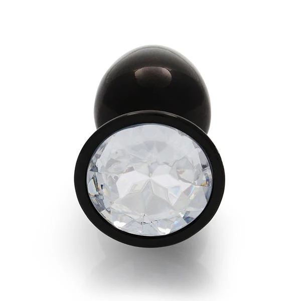 Ouch Clear Gem Metal Black Plug Small - Image 3