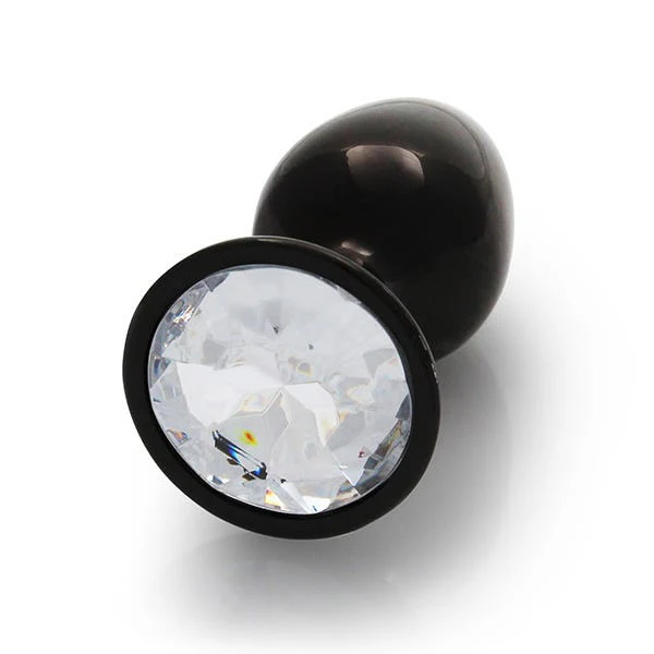 Ouch Clear Gem Metal Black Plug Small - Image 4