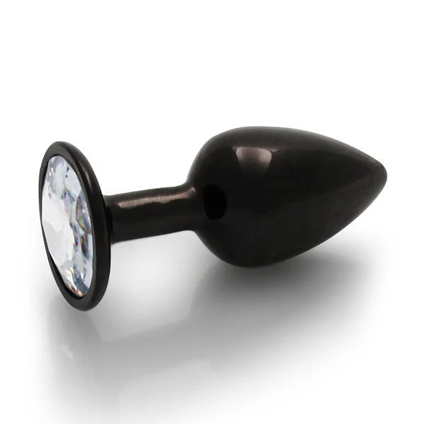 Ouch Clear Gem Metal Black Plug Small - Image 5