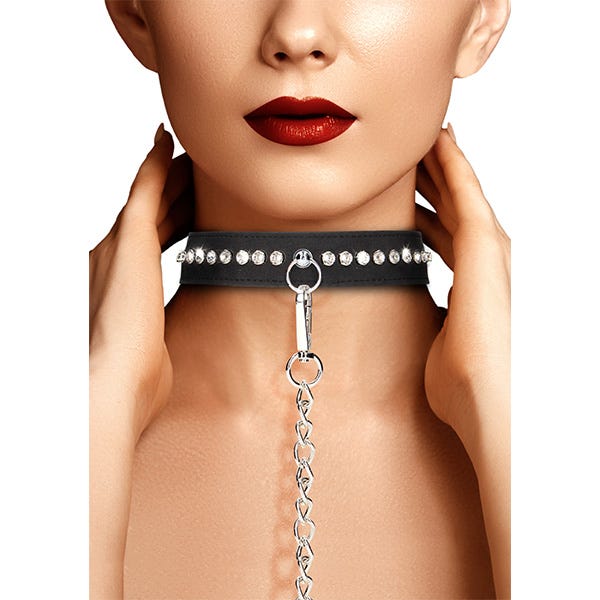 Ouch! Diamond Studded Collar with Leash - Image 4