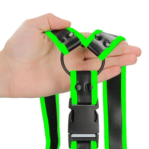 Ouch! Glow In The Dark Bonded Leather Buckle Harness - Image 3
