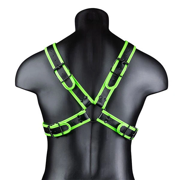 Ouch! Glow In The Dark Bonded Leather Cross Armour Harness - Image 2