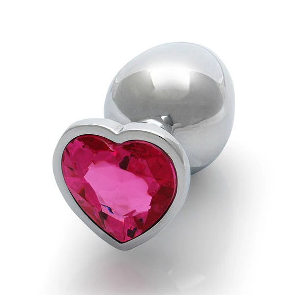 Ouch Pink Heart Gem Metal Plug Medium - Image 4