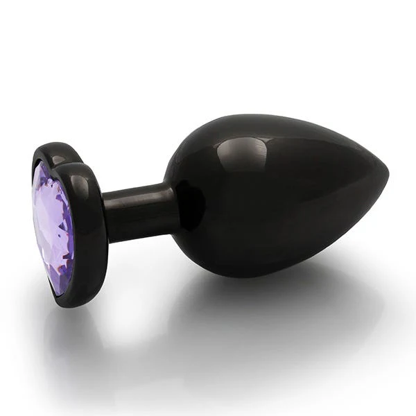 Ouch Purple Heart Gem Metal Black Plug Large - Image 2