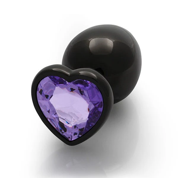 Ouch Purple Heart Gem Metal Black Plug Large - Image 5